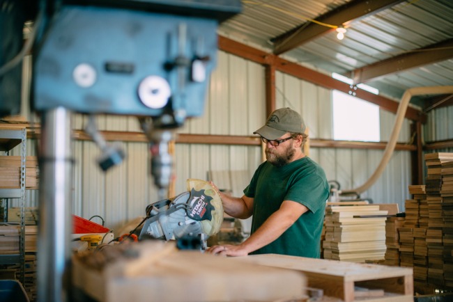 Aaron Working in Shop